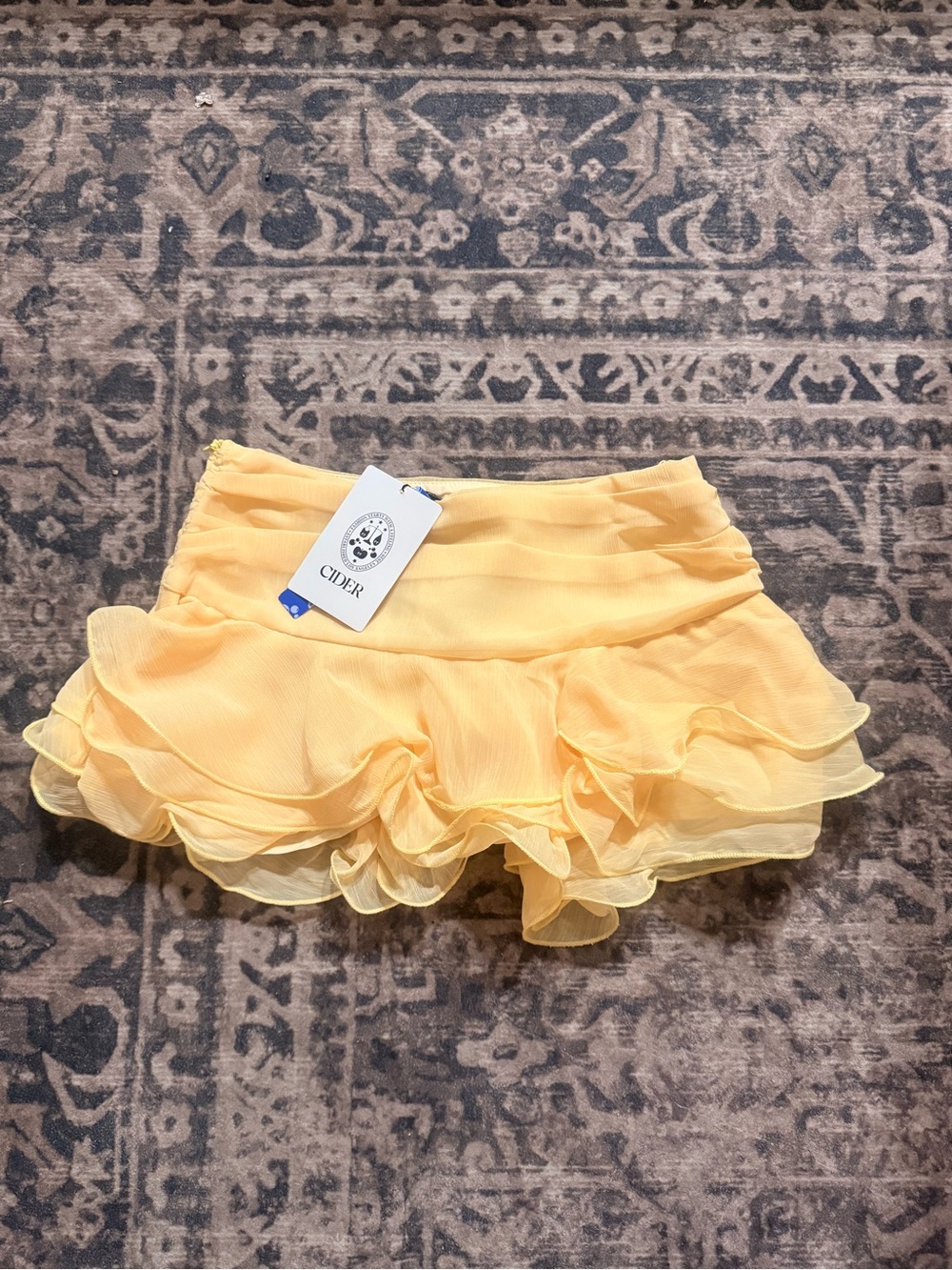 Cider Yellow Ruffle Mini Skirt (Skort)